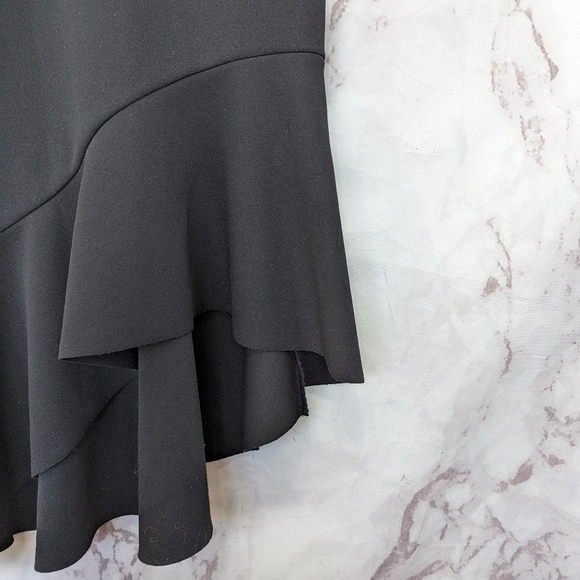 Elliatt Dress Womens Large Black Artemis Midi Ruffle Tank V Adjustable LBD Crepe - Picture 4 of 11